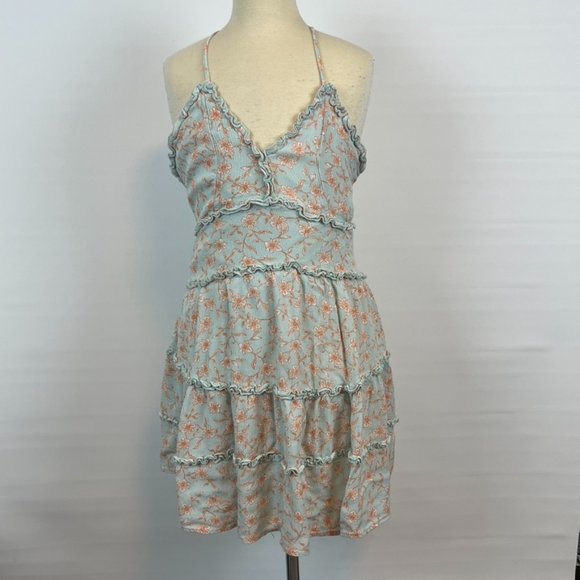 Love Tree Blue & Orange Floral Sleeveless Dress ((size Small)) - Picture 1 of 5